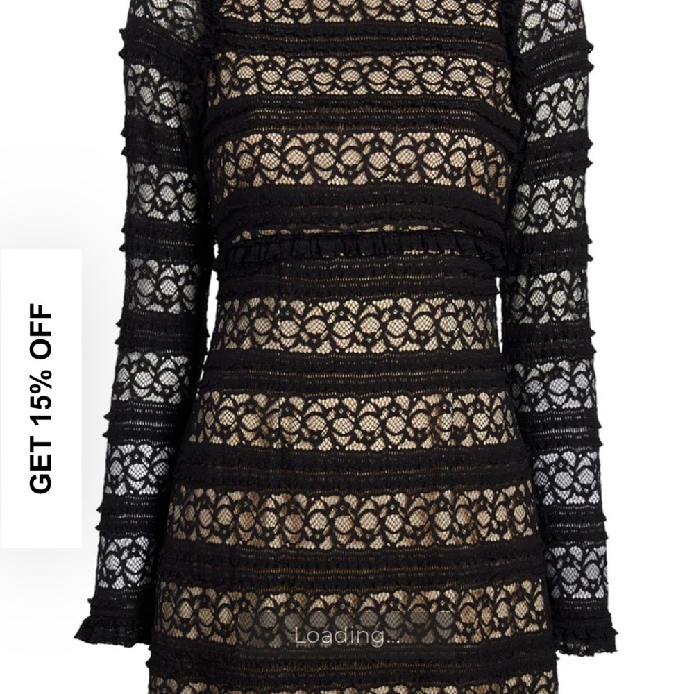 Likely Black and Tan Cocktail Sheath Dress with Bishop Sleeves